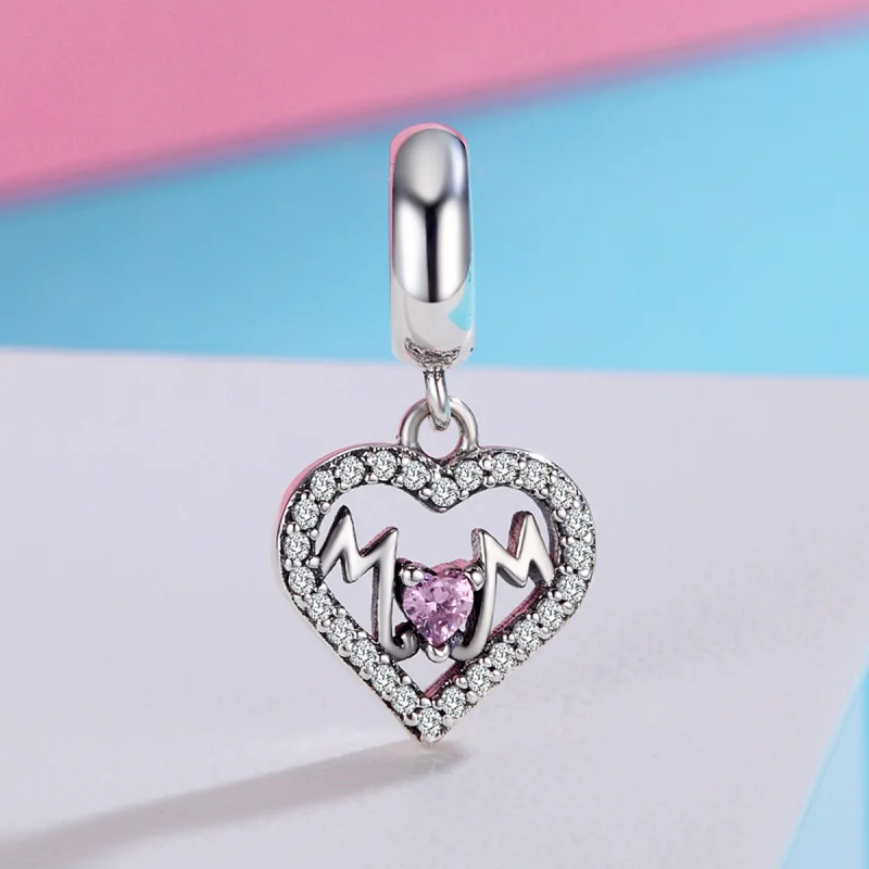 (image for) Pandora Style Silver Mom Heart Dangle - SCC392 - View 3