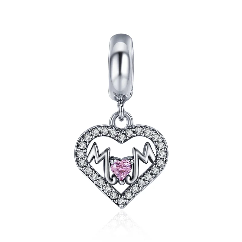 (image for) Pandora Style Silver Mom Heart Dangle - SCC392 - Product Image