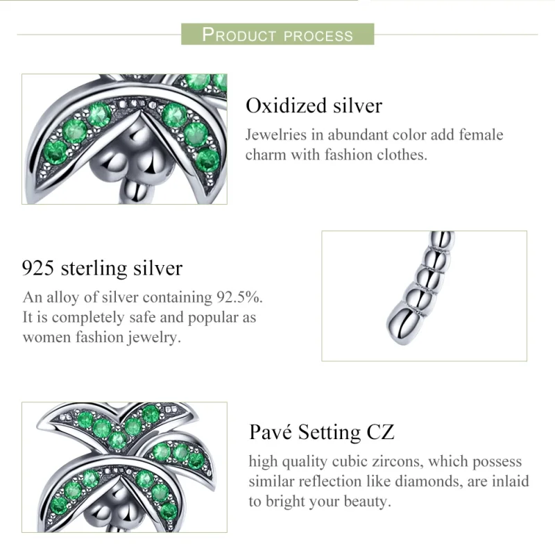 (image for) Pandora Style Silver Palm Tree Dangle - SCC697 - View 7