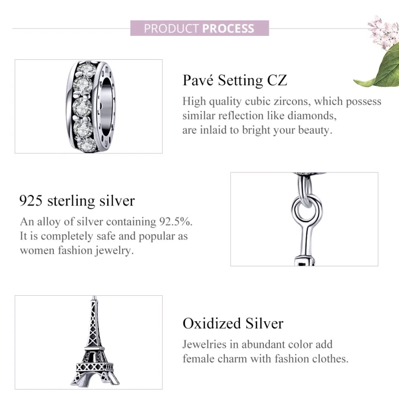(image for) Pandora Style Silver Paris Eiffel Tower Dangle - BSC154 - View 8