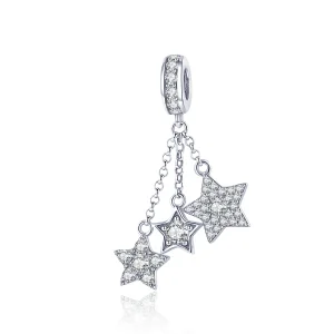 (image for) Pandora Style Silver Pentagrams Dangle - SCC881