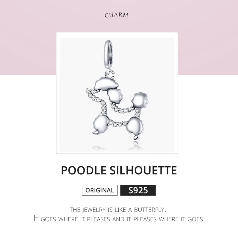 (image for) Pandora Style Silver Poodle Silhouette Dangle - SCC1681 - View 6