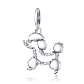 Pandora Style Silver Poodle Silhouette Dangle - SCC1681 Pandora Style Silver Poodle Silhouette Dangle - SCC1681