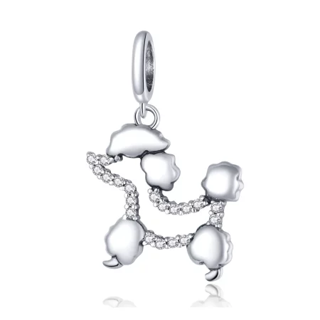 Pandora Style Silver Poodle Silhouette Dangle - SCC1681 Pandora Style Silver Poodle Silhouette Dangle - SCC1681