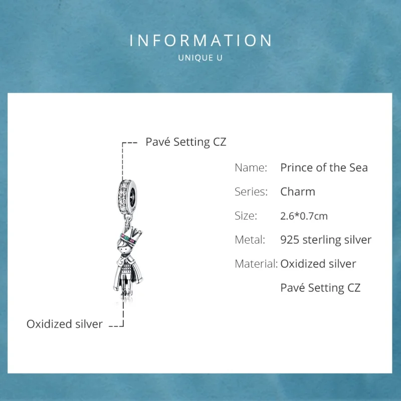 (image for) Pandora Style Silver Prince of The Sea Dangle - SCC1584 - View 6