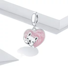 Pandora Style Silver Puppy With Love Dangle - BSC360 Pandora Style Silver Puppy With Love Dangle - BSC360
