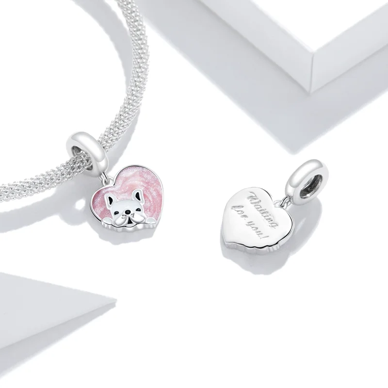 (image for) Pandora Style Silver Puppy With Love Dangle - BSC360 - View 4