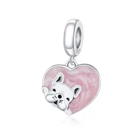 Pandora Style Silver Puppy With Love Dangle - BSC360 Pandora Style Silver Puppy With Love Dangle - BSC360