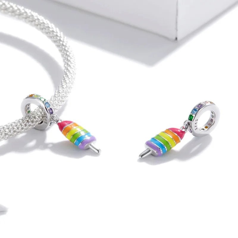 (image for) Pandora Style Silver Rainbow Ice Cream Dangle - BSC351 - View 3