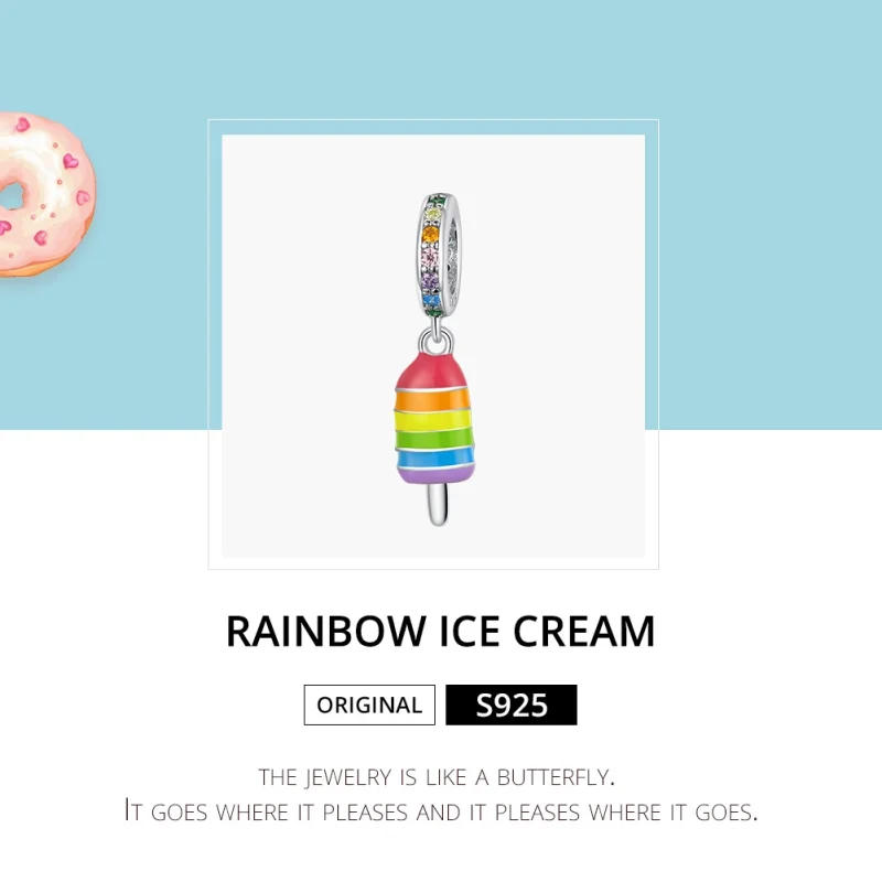 (image for) Pandora Style Silver Rainbow Ice Cream Dangle - BSC351 - View 6