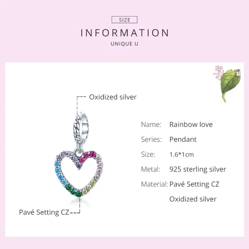 (image for) Pandora Style Silver Rainbow Love Dangle - SCC1851 - View 5
