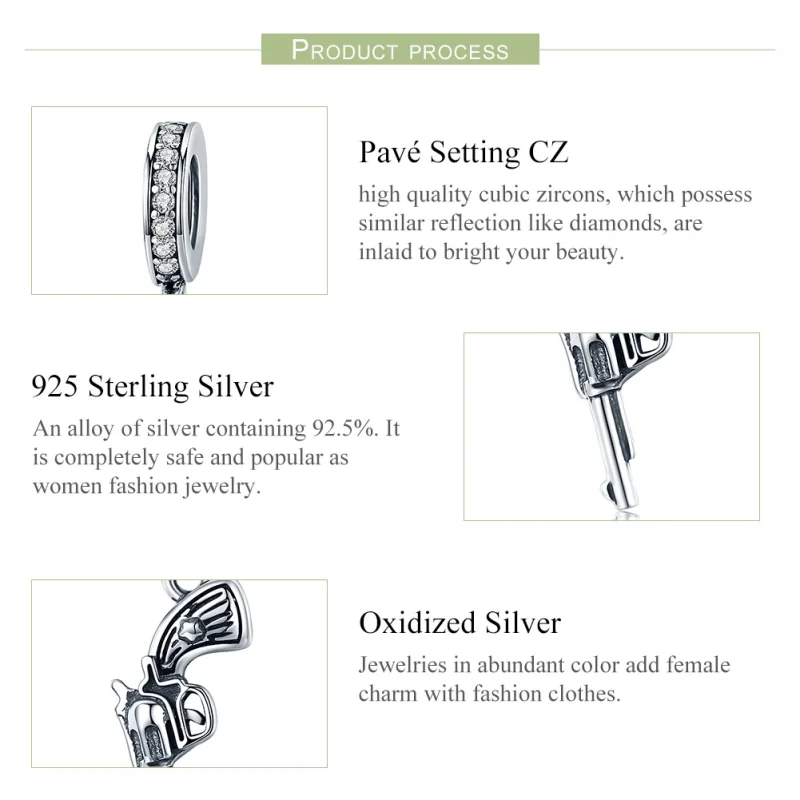 (image for) Pandora Style Silver Revolver Dangle - SCC508 - View 6