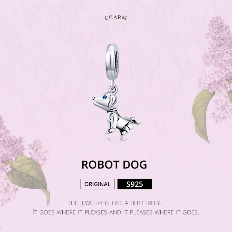 (image for) Pandora Style Silver Robot Dog Dangle - SCC1468 - View 6