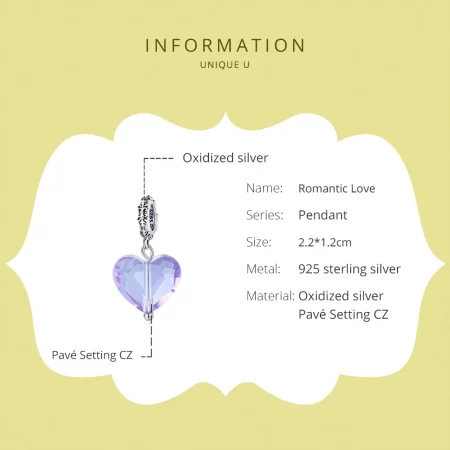 Pandora Style Silver Romatic Love Dangle - SCC1816