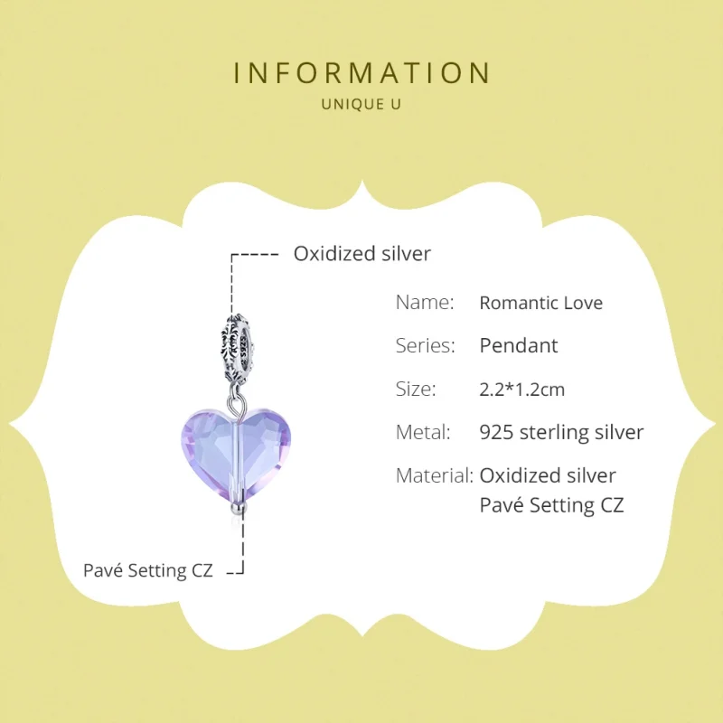 (image for) Pandora Style Silver Romatic Love Dangle - SCC1816 - View 6