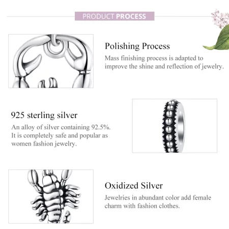 Pandora Style Silver Scorpio Dangle - SCC1329