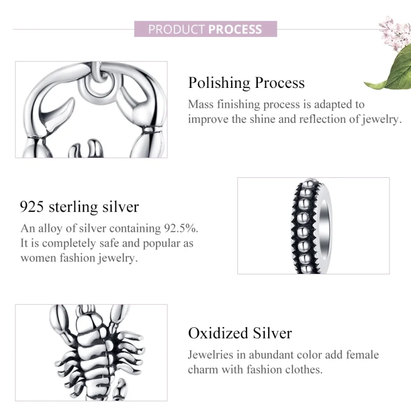 (image for) Pandora Style Silver Scorpio Dangle - SCC1329 - View 8