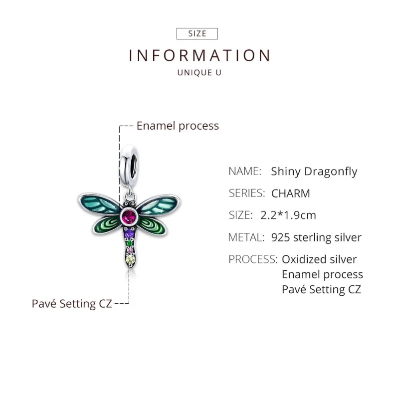 (image for) Pandora Style Silver Shiny Dragonfly Dangle - SCC1706 - View 8