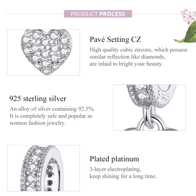 (image for) Pandora Style Silver Shiny Love Dangle - BSC211 - View 7