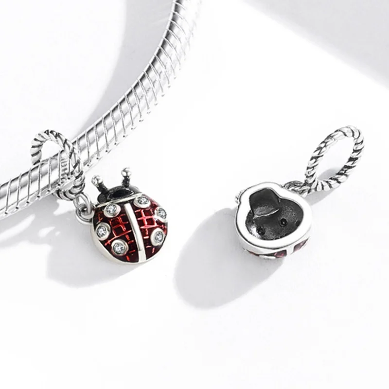 (image for) Pandora Style Silver Six-Star Ladybug Dangle - SCC1874 - View 3