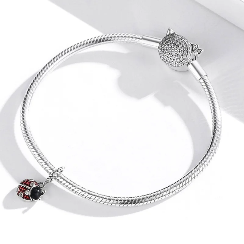 (image for) Pandora Style Silver Six-Star Ladybug Dangle - SCC1874 - View 4