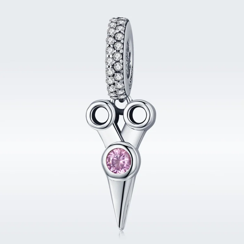 (image for) Pandora Style Silver Small Hair Stylist Scissors Dangle - SCC656 - View 2
