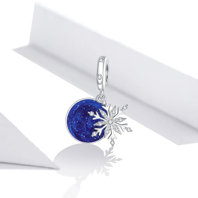 (image for) Pandora Style Silver Snowy Night Sky Dangle - BSC367 - View 2