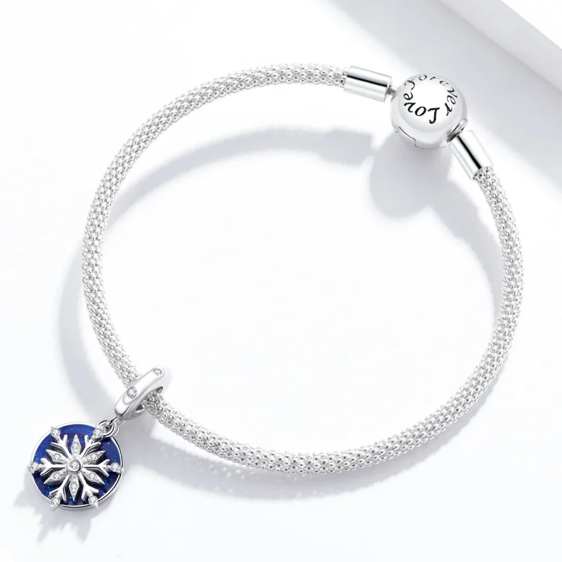 (image for) Pandora Style Silver Snowy Night Sky Dangle - BSC367 - View 3