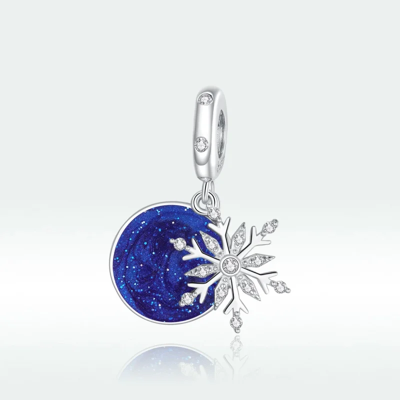 (image for) Pandora Style Silver Snowy Night Sky Dangle - BSC367 - View 5