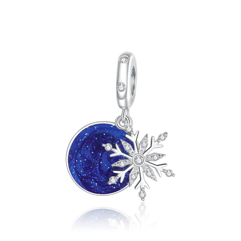 (image for) Pandora Style Silver Snowy Night Sky Dangle - BSC367 - Product Image