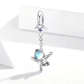 Pandora Style Silver Spaceship & Astronaut Dangle - SCC1695 Pandora Style Silver Spaceship & Astronaut Dangle - SCC1695