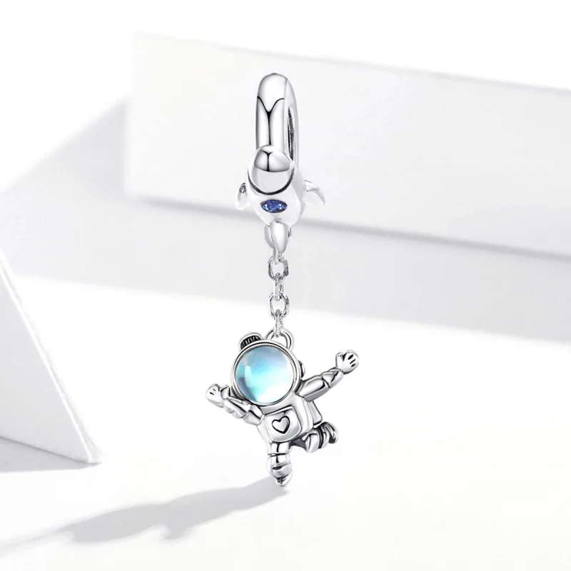 (image for) Pandora Style Silver Spaceship & Astronaut Dangle - SCC1695 - View 2