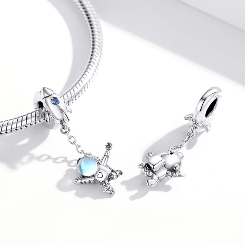 (image for) Pandora Style Silver Spaceship & Astronaut Dangle - SCC1695 - View 4