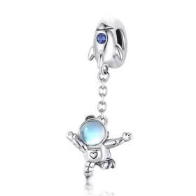 Pandora Style Silver Spaceship & Astronaut Dangle - SCC1695 Pandora Style Silver Spaceship & Astronaut Dangle - SCC1695