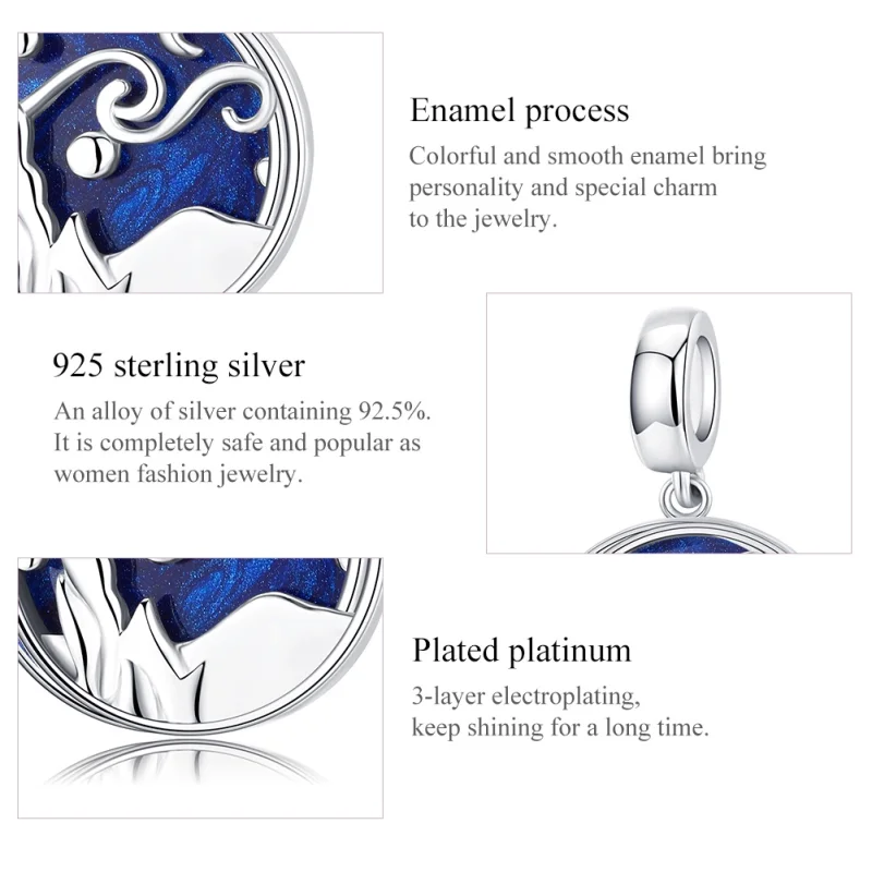 (image for) Pandora Style Silver Starry Sky Dangle - SCC1389 - View 5