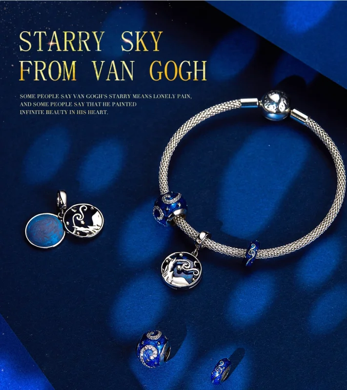 (image for) Pandora Style Silver Starry Sky Dangle - SCC1389 - View 6