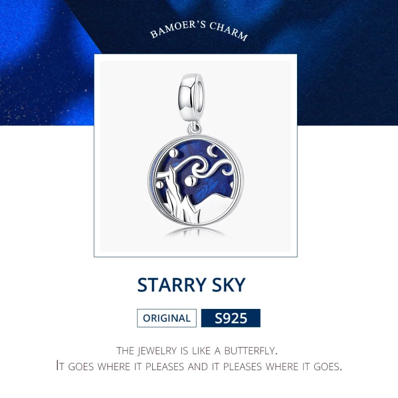 (image for) Pandora Style Silver Starry Sky Dangle - SCC1389 - View 7