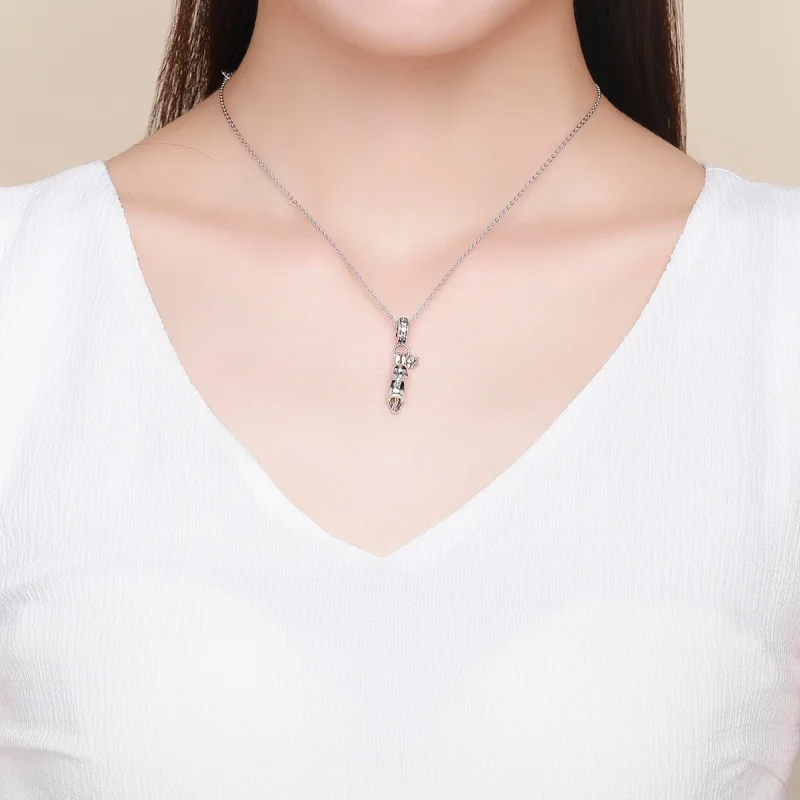 (image for) Pandora Style Silver Sticky Cat Dangle - SCC930 - View 5