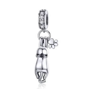 (image for) Pandora Style Silver Sticky Cat Dangle - SCC930