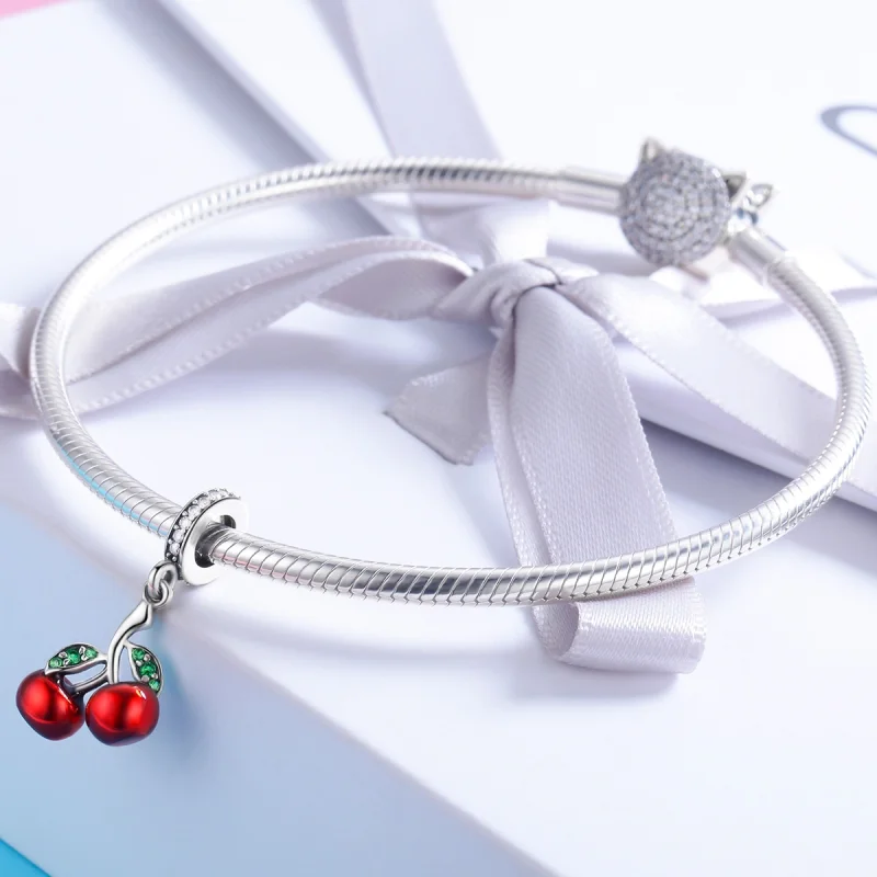 (image for) Pandora Style Silver Summer Cherries Dangle - SCC784 - View 3