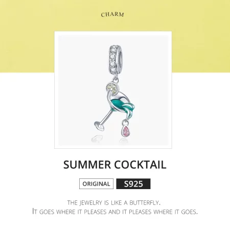 Pandora Style Silver Summer Cocktail Dangle - BSC262