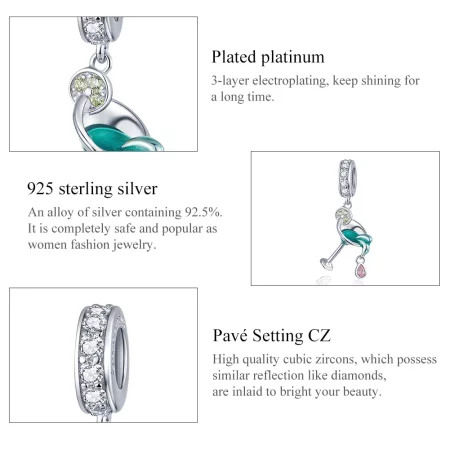 Pandora Style Silver Summer Cocktail Dangle - BSC262