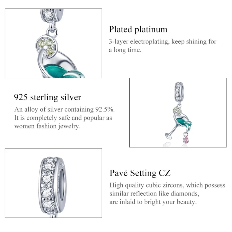 (image for) Pandora Style Silver Summer Cocktail Dangle - BSC262 - View 7