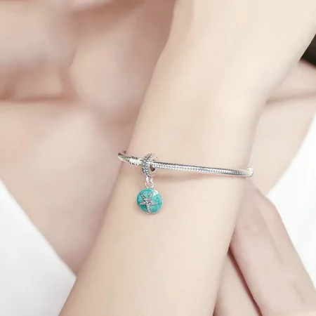 Pandora Style Silver Summer Style Blue Sea Dangle - SCC136