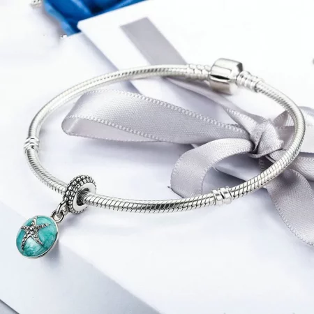 Pandora Style Silver Summer Style Blue Sea Dangle - SCC136