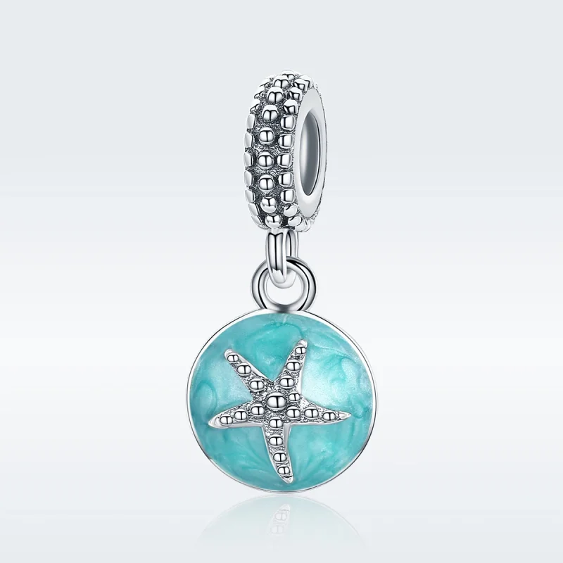 (image for) Pandora Style Silver Summer Style Blue Sea Dangle - SCC136 - View 8