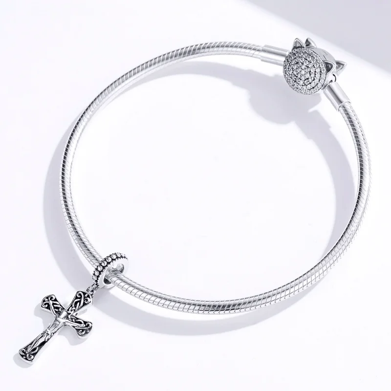 (image for) Pandora Style Silver The Cross of Jesus Dangle - SCC1407 - View 3