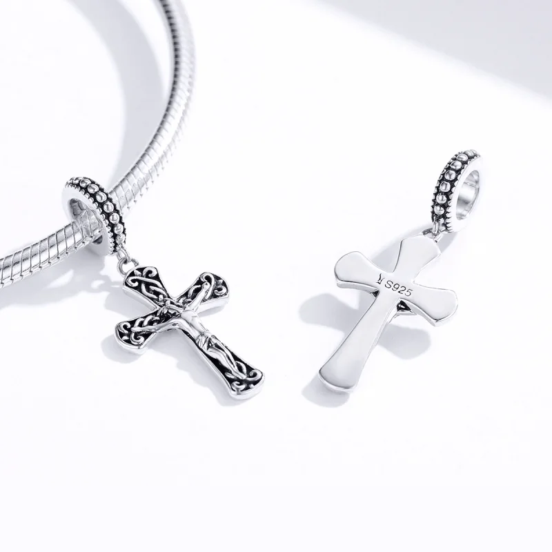(image for) Pandora Style Silver The Cross of Jesus Dangle - SCC1407 - View 4