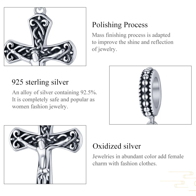 (image for) Pandora Style Silver The Cross of Jesus Dangle - SCC1407 - View 6