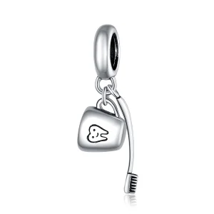 (image for) Pandora Style Silver Toothbrush And Cup Dangle - SCC1597